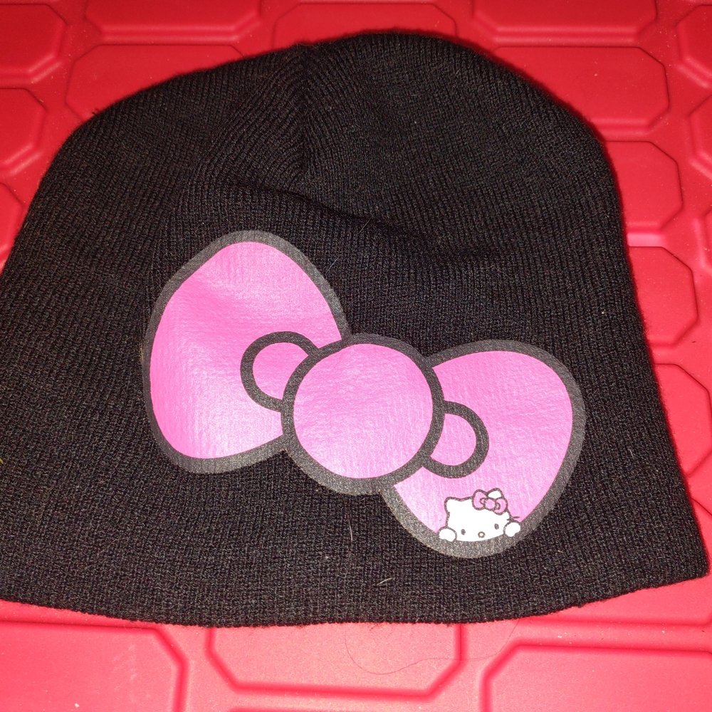 Hello Kitty Black and Pink Knit Beanie Hat